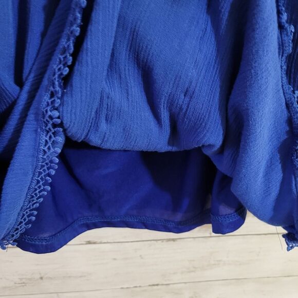 Entro Blue Boho Off the Shoulder Halter Top Size Small - Picture 6 of 12